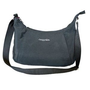 Olive Green Baggallini Hobo Style Crossover Bag Purse with Purple Interior